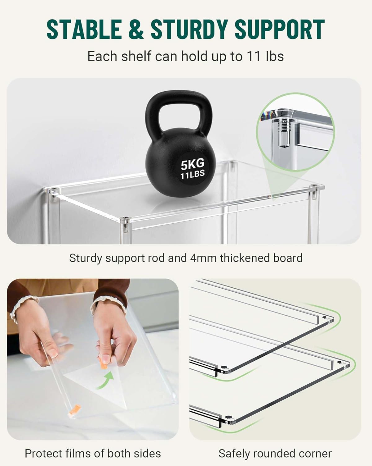 Acrylic Cabinet Organizer, Set of 4 Spice Rack Organizer for Cabinet, Desk Countertop Shelf Organizer, Pantry Kitchen Storage and Organization, Stackable Shelves House Essentials for Gift - Image 5