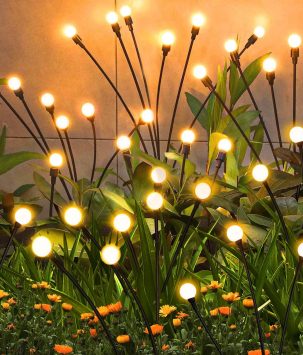 Solar Garden Lights Outdoor, 4 Pack Firefly Swaying Lights, Waterproof Garden Decor for Yard Patio Pathway Lawn, Gardening Gifts for Women Christmas Decoration