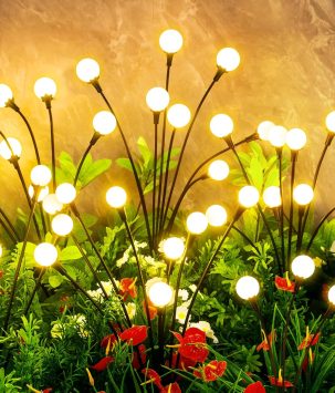 Solar Lights Outdoor Waterproof, 4 Packs 32LED, Solar Garden Lights, Patio Lights, Garden Decor, Patio Decor, Firefly Lights Solar Outdoor, Unique Gifts for Women, Gifts for Grandma